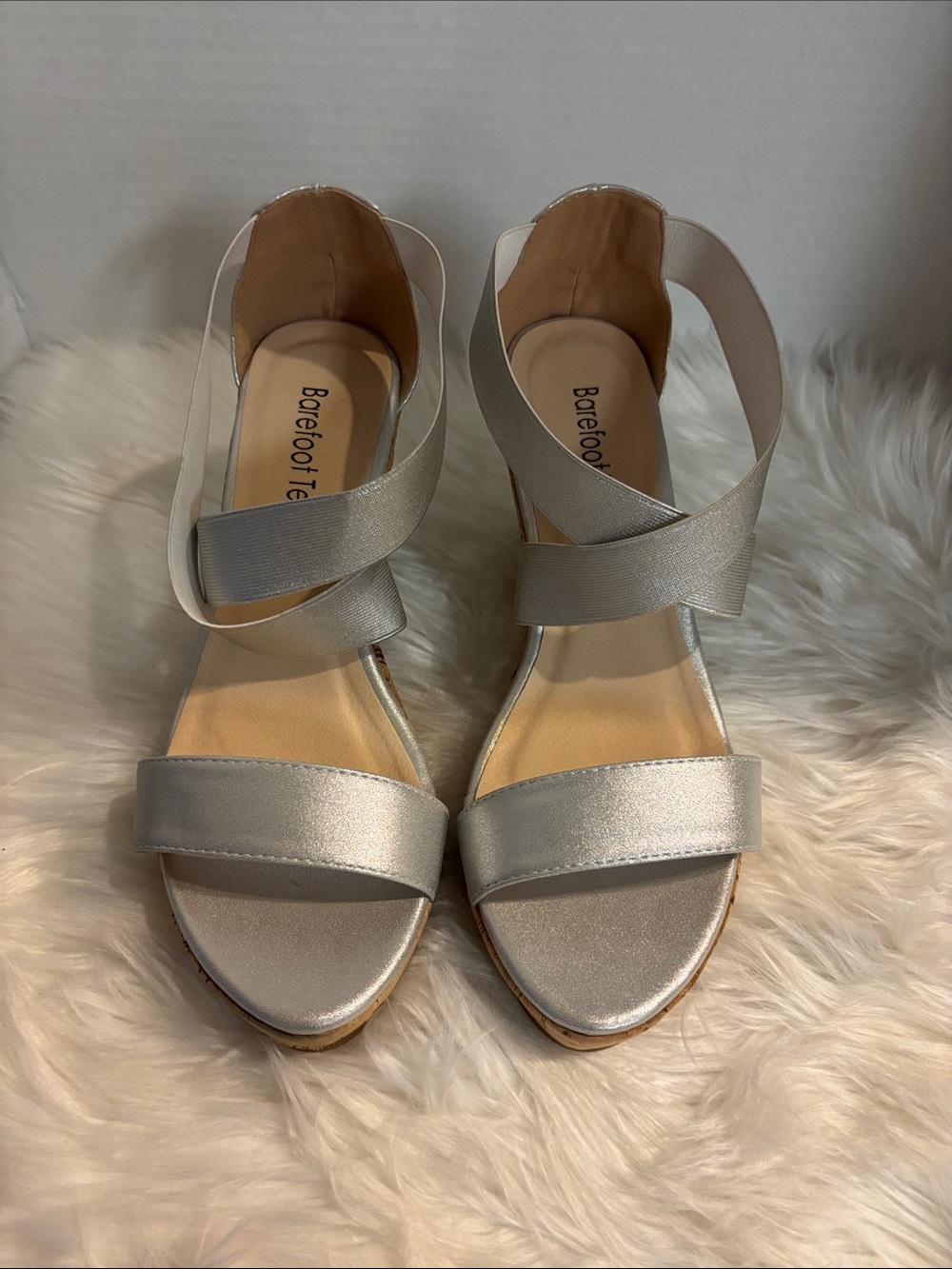long tall sally Metallic Silver Strappy Wedge Sandals